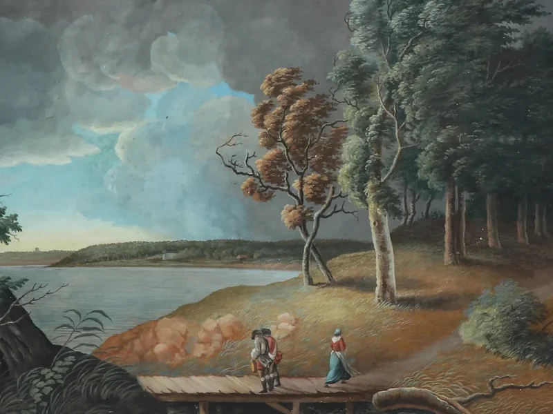 1772-Niels Bredal - Preparativi per una tempesta in riva a un lago